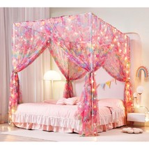 Unicorn Bed Canopy For Girls Canopy Bed Curtains With Lights-Canopy For Bed - Be - £35.96 GBP