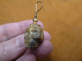 (HH-87-E) Mexican Lace Agate Human Skull Gold Wired Pendant Jewelry Gemstone - £11.01 GBP