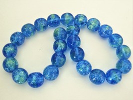 10 10 mm Czech Glass Round Crackle Beads: Blue/Light Green - $2.08