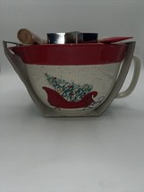 The Bakeshop Christmas Tree in Red Sleigh Ceramic Mixing Bowl &amp; Utensils... - $39.00