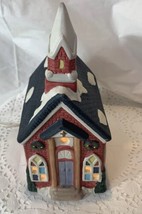 Vintage Liberty Bell Ceramic Illuminated Christmas Village Church Hand Painted - £7.87 GBP