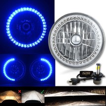 7&quot; Full Split Blue Halo Ring 6K 20/40w LED Motorcycle Headlight Light Bu... - £47.81 GBP