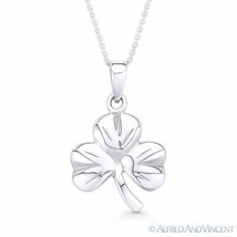 3-Leaf Clover Shamrock Irish Luck Charm .925 Sterling Silver Pendant &amp; Necklace - £16.25 GBP+