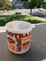 VINTAGE Glasbake NFL Football Mug Cup   White Brown Orange  design Milk Glass  - £11.84 GBP