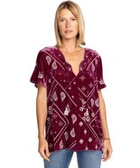 Johnny Was JWLA Devi Velvet Embroidered Flutter Weekend Blouse Plus Size 3X - $138.11