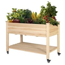 Outdoor Wood Raised Garden Bed Planter Box Cart on Wheels 46-inch x 22-inch - $3,645.41 MXN