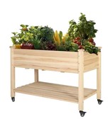 Outdoor Wood Raised Garden Bed Planter Box Cart on Wheels 46-inch x 22-inch - $3,657.01 MXN