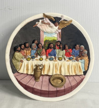 Beautiful Vintage African American Last Supper 3D Plate With Stand Resin 8.5&quot; - £18.46 GBP