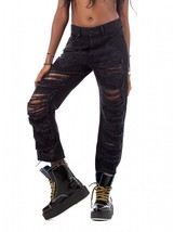 DIESEL ARYEL Womens Jeans Boyfriend Distressed Denim Black Size 27W 00SHG6 - £68.59 GBP