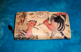 VINTRO Exotic Love Birds &amp; Butterflies Wallet - ZIP AROUND - 2 SIDED - $18.00