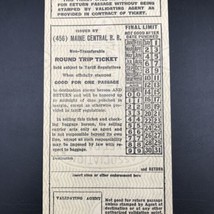 Vintage Maine Central Railroad MEC Round Trip Ticket Unused Form Con 157 - £9.57 GBP