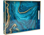 Plastic Decorative Tray, Marbling with Handles, Rectangular - £34.01 GBP