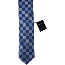 Faconnable Floral Men&#39;s Silk Neck Tie Necktie Blue Checkerboard Checker Pattern - £11.13 GBP