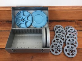 Vtg Lot of Brumberger Super 8mm Film Take Up Reels Canisters Industrial Era Case - £93.93 GBP