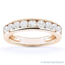 Forever ONE D-E-F Round Cut Moissanite 14k Rose Gold Anniversary / Wedding Band - £593.00 GBP
