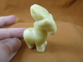(Y-BUR-556) yellow Donkey mule burro gemstone carving figurine burros do... - $14.01