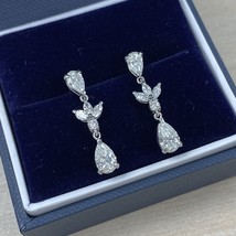 2.00 TCW Birne Kunstdiamanten Grown Diamant Braut Lange Ohrringe 14k Wei... - $1,306.41