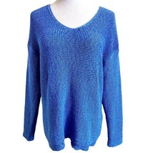 J Jill Blue V Neck Knit Sweater Sz Small - £17.86 GBP