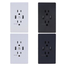 Smart Home Dual 2 USB Port 2.1A Wall Outlet Panel Plug US Socket Electrical - £18.43 GBP
