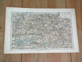 1905 Original Antique Map Of Salzburg / Western Austria - $25.43