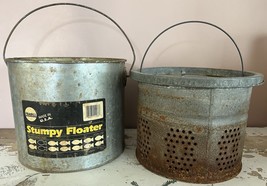 Vintage Frabill #1266 Stumpy Floater 8Qt. Galvanized Floating Minnow Bucket - £10.54 GBP