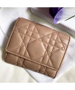 Christian Dior Cannage Leather Trifold Wallet Compact Purse Pink Beige M... - $262.58 CAD