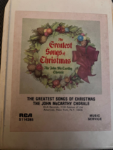 JOHN MCCARTHY CHORALE The Greatest Songs Of Christmas 8 Track RCA S114285 - £7.06 GBP