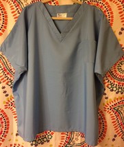 REPEL TEX MEN&#39;S 2XL? BLUE SCRUB TOP NURSING UNIFORM GERM SHIELD V-NECK A... - $27.42