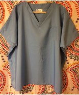 REPEL TEX MEN&#39;S 2XL? BLUE SCRUB TOP NURSING UNIFORM GERM SHIELD V-NECK A... - $27.42