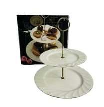 Vintage Hostess Dessert Plate1989 Regal Manor Double Tier Porcelain 24k Trim - £58.85 GBP