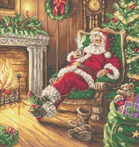 Santa s rest by the chimney cross stitch pattern thumb200