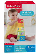 Fisher-Price Stack &amp; Explore Blocks Set, 5 Sides to Discover, 6 Months + - £19.97 GBP