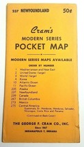 Vintage 1950&#39;s Cram&#39;s Modern Series Pocket Map #237 Newfoundland Canada - £12.05 GBP
