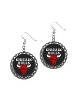 Chicago Bulls Basketball earrings dangling silver plated hooks - $6.10 CAD