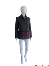 Rag &amp; Bone Wool Blend Coat short Jacket  Gray burgundy insulated size S - £106.83 GBP