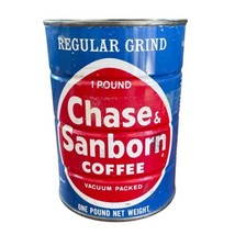 Chase &amp; Sanborn Coffee Tin Vintage Weathered One Pound Regular Grind - £15.56 GBP