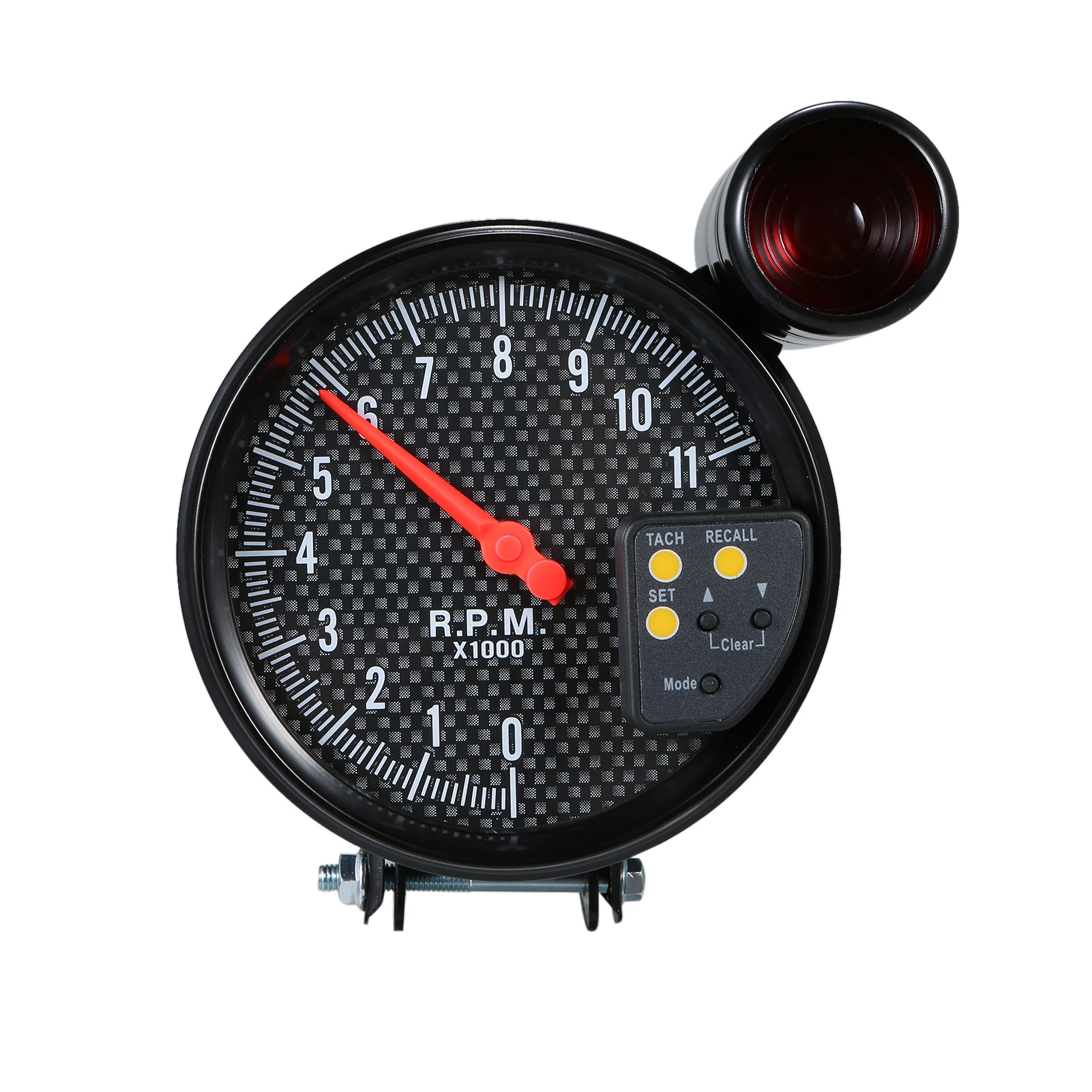 5 Inch Tachometer Carbon Fiber Face 7 Colors With LED Pointer Adjustable Shift - £31.51 GBP