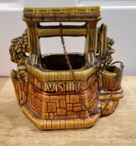 Vintage McCoy USA Pottery &quot;Grant a Wish&quot; Wishing Well with Chain Planter - £19.30 GBP