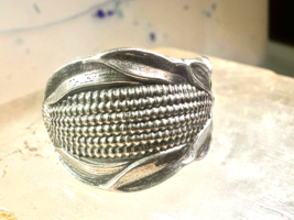 Corn spoon ring size 7 adjustable sterling silver band - $1,246.06 MXN
