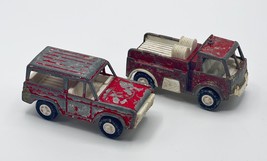 Vintage 1970 TootsieToy Red Fire Truck + Fire Chief Bronco , 4&quot; Die Cast Cars - £18.65 GBP