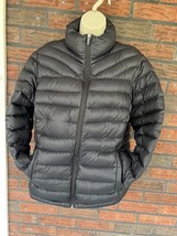 90% Down Feather Puffer Coat Large Black Jacket Full Zip Pockets Free Co... - $59.12 CAD