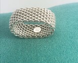 Size 5 Tiffany Somerset Mesh Weave Sterling Silver Unisex Ring Free Ship... - £215.02 GBP