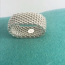 Size 5 Tiffany Somerset Mesh Weave Sterling Silver Unisex Ring Free Shipping - £215.02 GBP