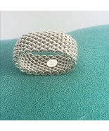 Size 5 Tiffany Somerset Mesh Weave Sterling Silver Unisex Ring Free Ship... - £210.10 GBP