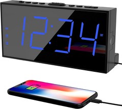 (Blue Digits) Alarm Clock for Bedroom, 2 Alarms Loud LED Big Display Clock - £23.18 GBP