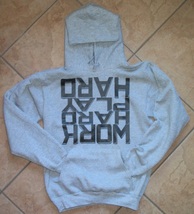 mens sweatshirt hoodie size small &quot;work hard play hard&quot; - £23.17 GBP