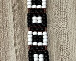 Native American Indian Beaded Keychain Black &amp; White w/ Leather Tassels ... - $23.21