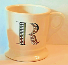 Letter R Initial Monogram Coffee Tea Mug Anthropology White Black - £16.27 GBP