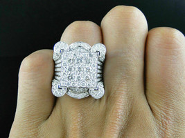 Uomo 3.5 KT Rotondo Diamanti Finti Set Anello 14k Placcato Oro Bianco 925 Silver - £97.66 GBP