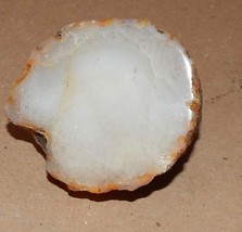 Cut Stone Natural White Crystal Center Geode 3&quot; Round 3&quot; Long Powerfull 1lb 134F - £21.92 GBP